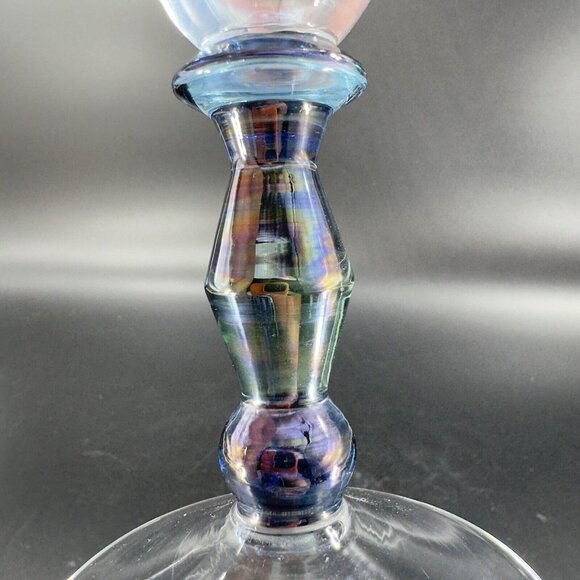 Turda Romania Champagne Flute Drinking Glasses Splash Glass Chrome Bottom Set 4 - Picture 7 of 16